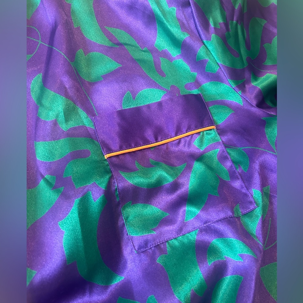 Vtg Victorias Secret Purple Green Satin Sleep Robe Long Sleeve Size M/L - Picture 15 of 15